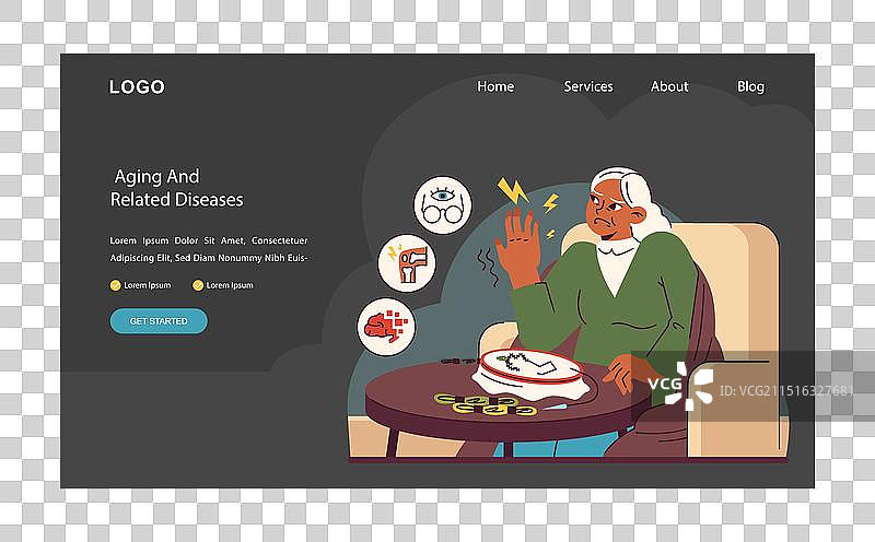 老年人健康问题（扁平风格）图片素材