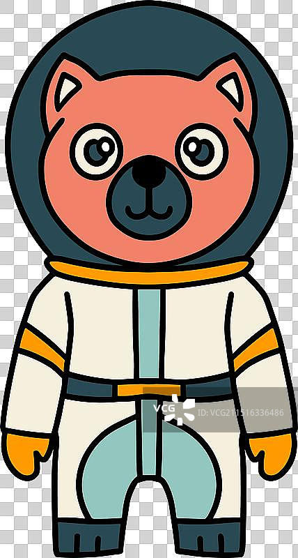 太空熊的黑白简笔画图片素材