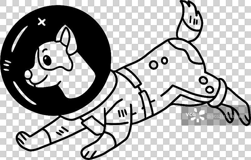 穿着宇航服的狗在奔跑图片素材