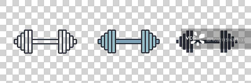 白色背景上隔离的杠铃图标符号图片素材