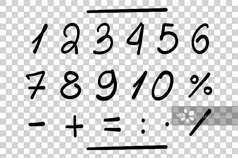手绘0到9数字涂鸦图片素材