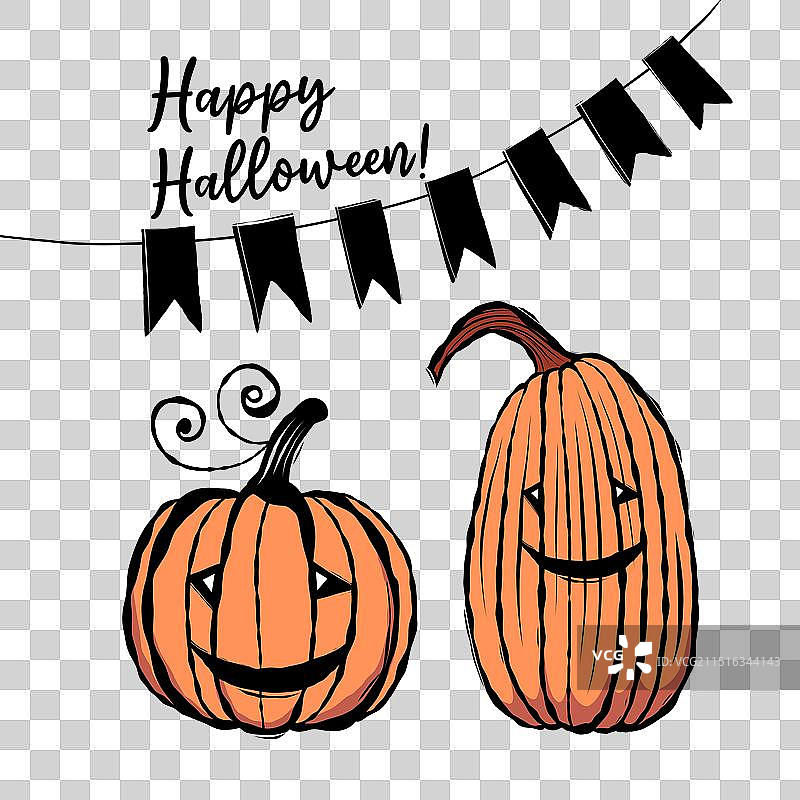 万圣节南瓜花环设计图片素材