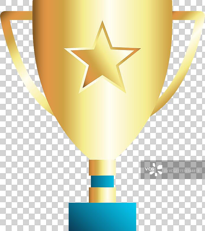 金色闪亮获胜者奖杯与金星图片素材