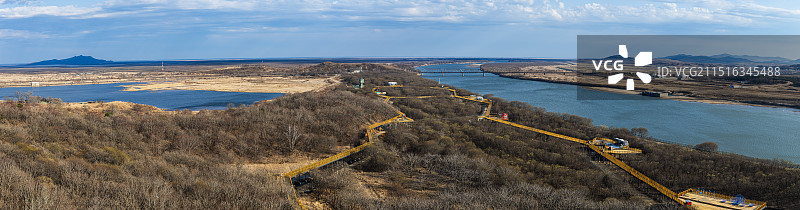 珲春防川一眼望三国图片素材