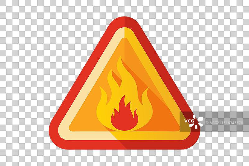 白色背景上的火灾警告图片素材