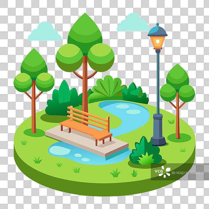 白色背景上的公园3D模型图片素材