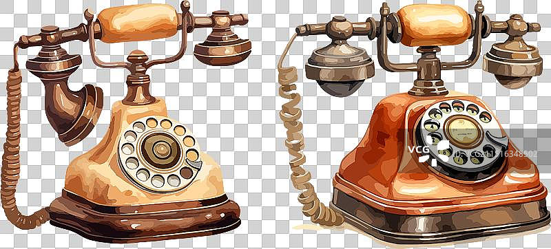维多利亚风格复古电话剪贴画图片素材