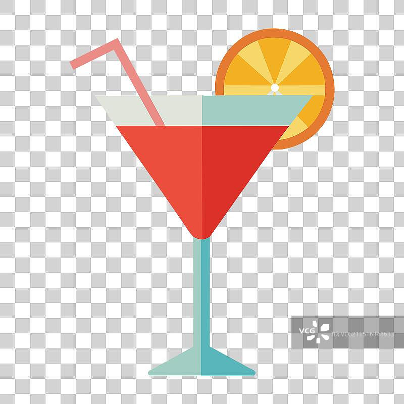 白色背景上的扁平风鸡尾酒图片素材