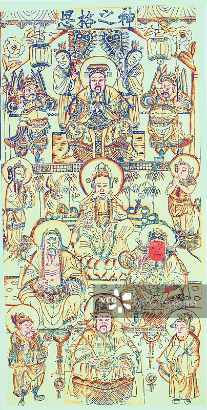 非遗，滑县木版年画，不同宗教背景的神像神像图片素材