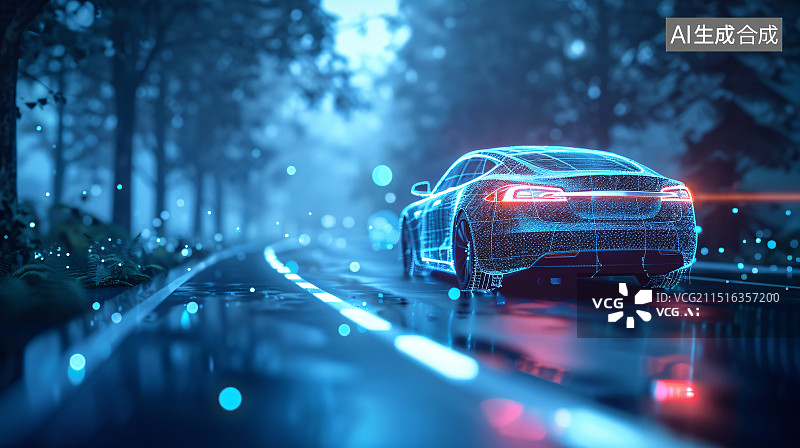 【AI数字艺术】新质生产力新能源人工智能汽车概念背景图片素材