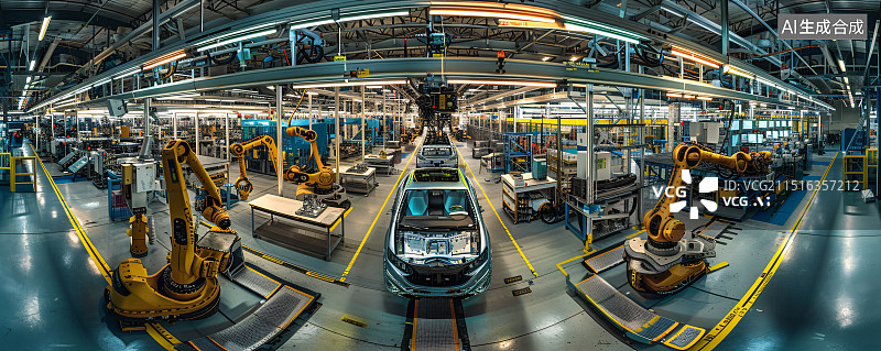 【AI数字艺术】新质生产力工业工厂制造场景背景图片素材