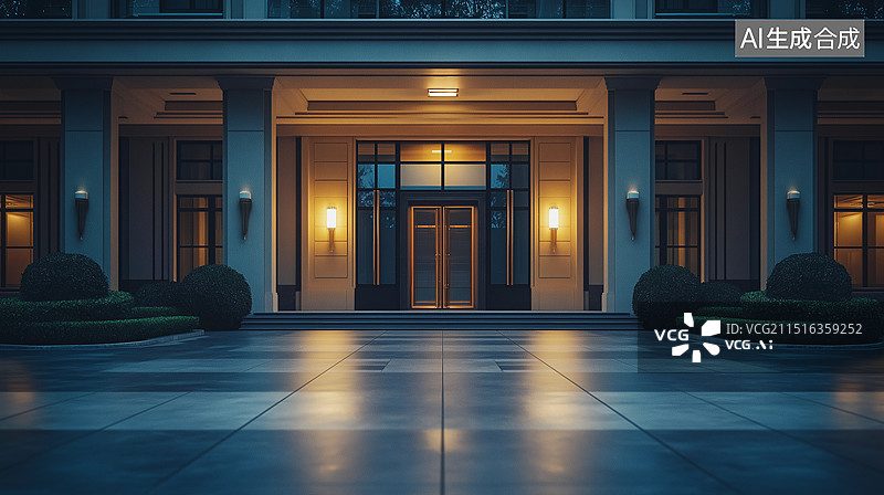 【AI数字艺术】轻奢高级质感酒店广场设计图片素材