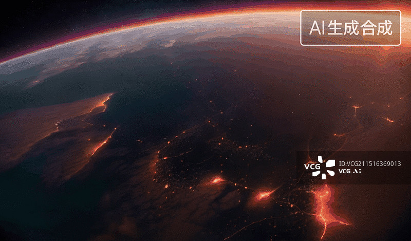 【AI数字艺术】地球夜景地地球日出地球夜景球夜景图片素材