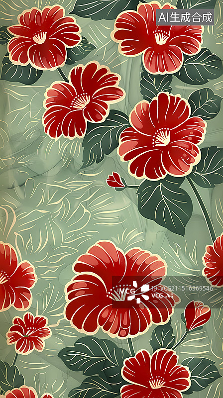 【AI数字艺术】复古玫瑰植物图案插画海报背景图片素材