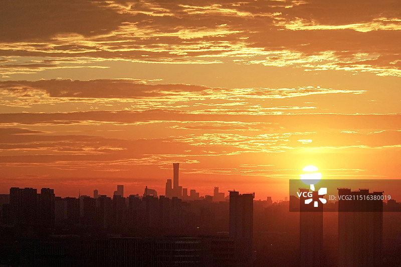 北京CBD北京中信大厦日出图片素材