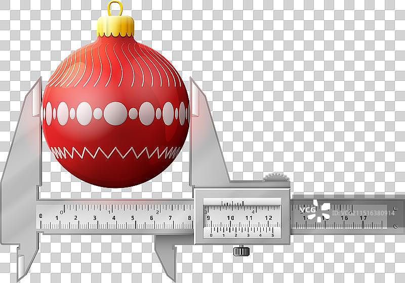 游标卡尺测量圣诞树球图片素材