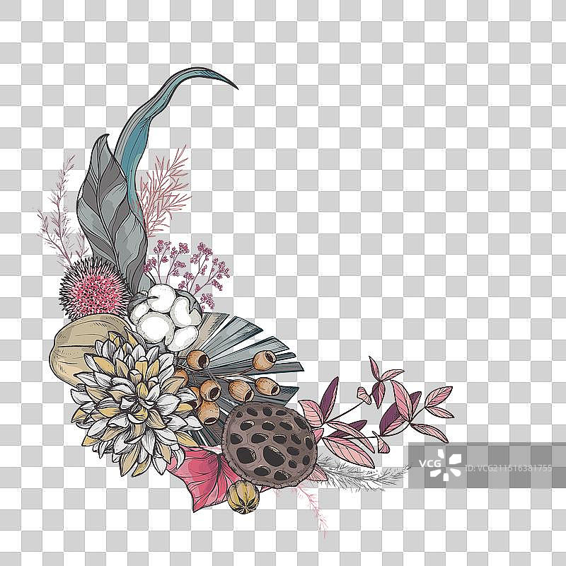 干花树叶花环图片素材