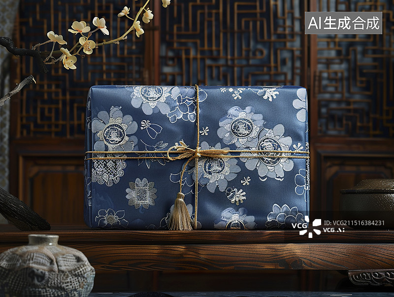 【AI数字艺术】国庆中秋新年赠送的中国风复古礼盒匣子图片素材