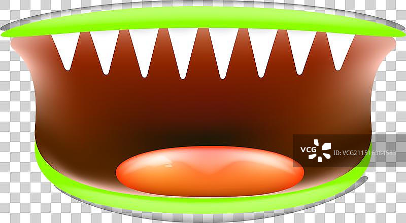 卡通张开的鲨鱼嘴巴，已隔离图片素材