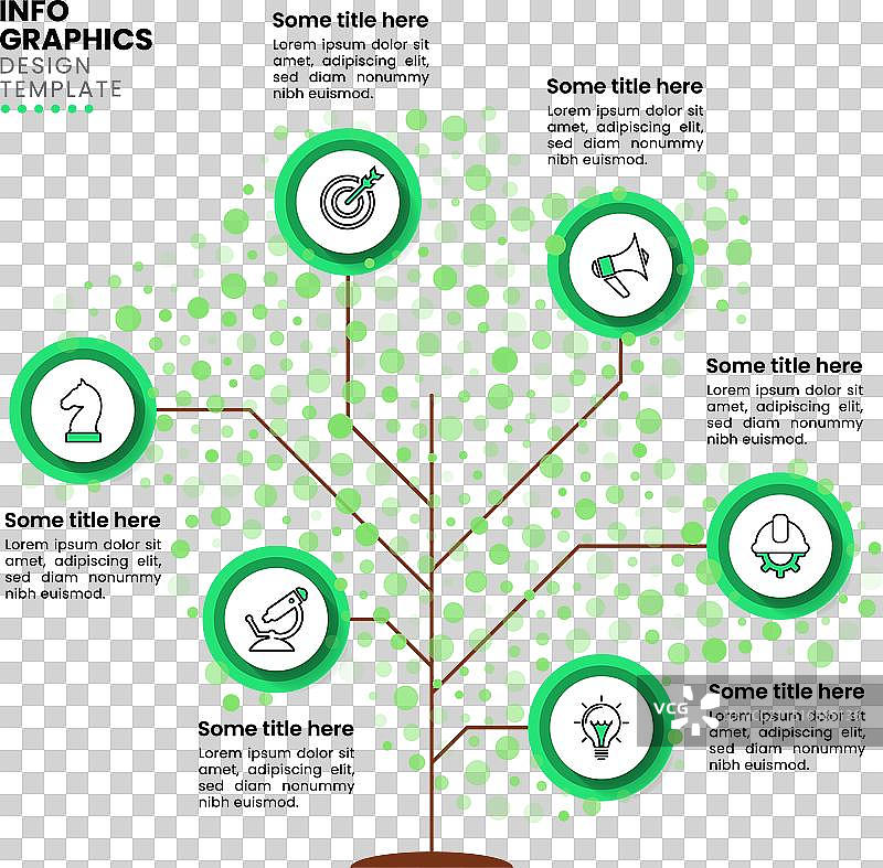 六步抽象树信息图模板图片素材