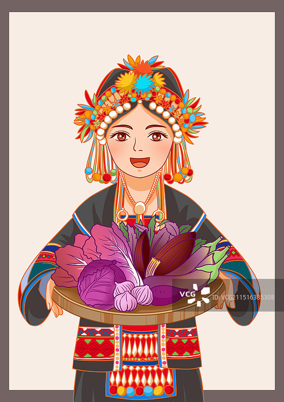 云南少数民族哈尼族少女图片素材