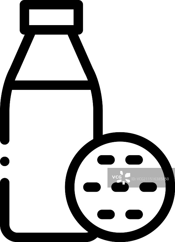 曲奇饼干和牛奶图标线性设计图片素材