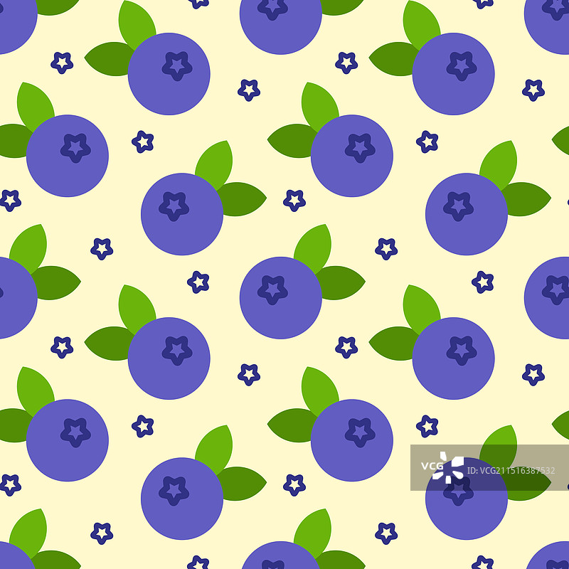 黄色背景上的蓝莓无缝图案图片素材