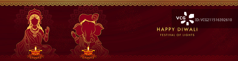 神话神祇伽内什与女神拉克希米图片素材