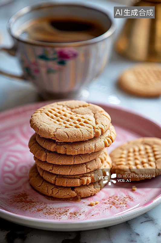 【AI数字艺术】下午茶桃酥茶点图片素材