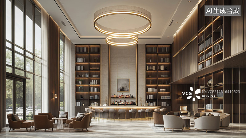 【AI数字艺术】高端房地产售楼处接待区图片素材