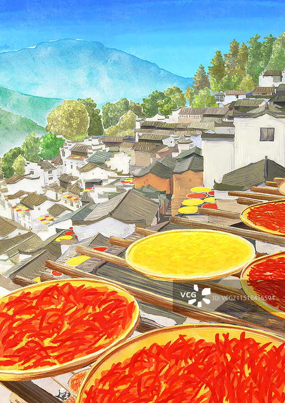 婺源晒秋图片素材