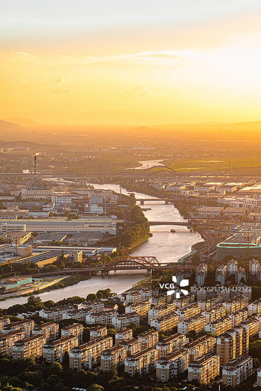 湖州城市风光 从仁皇山上俯瞰湖州城图片素材