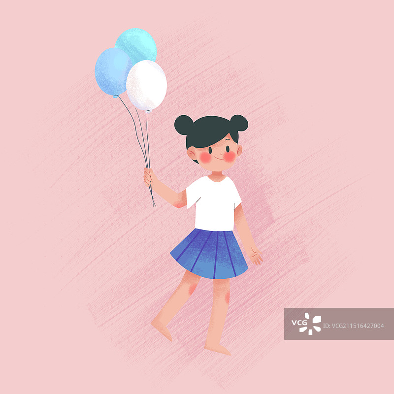 拿着气球的小女孩图片素材