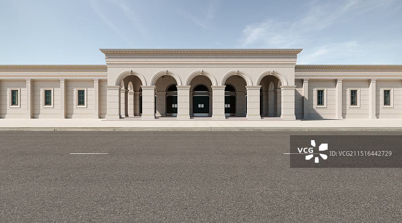 沥青路面_古典建筑_城市广场图片素材