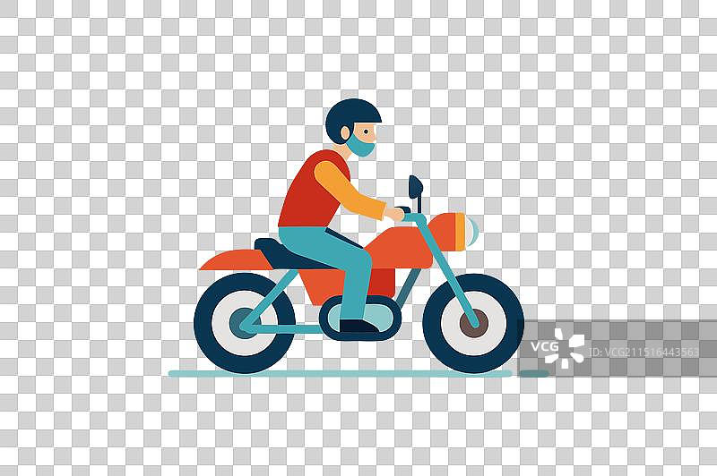 骑摩托车的男子艺术插画图片素材