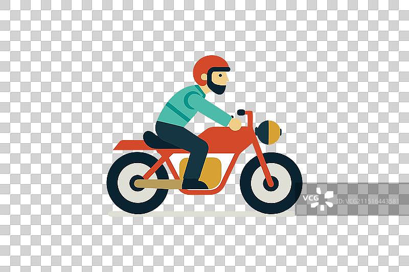 骑摩托车的男子艺术插画图片素材