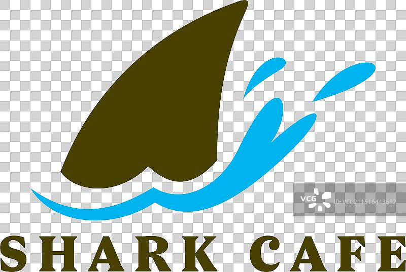 鲨鱼咖啡馆标志图片素材