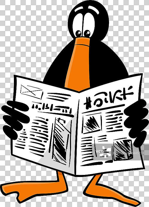 卡通黑鸭动物角色阅读图片素材