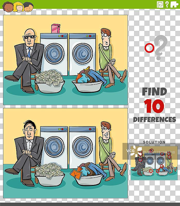 卡通洗钱主题找不同游戏图片素材