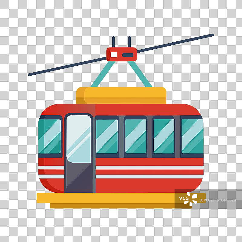 白色背景上的缆车扁平设计图片素材