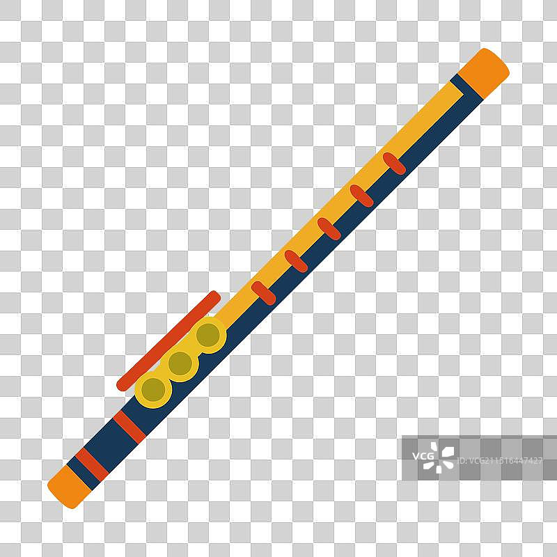 白色背景上的长笛平面图图片素材