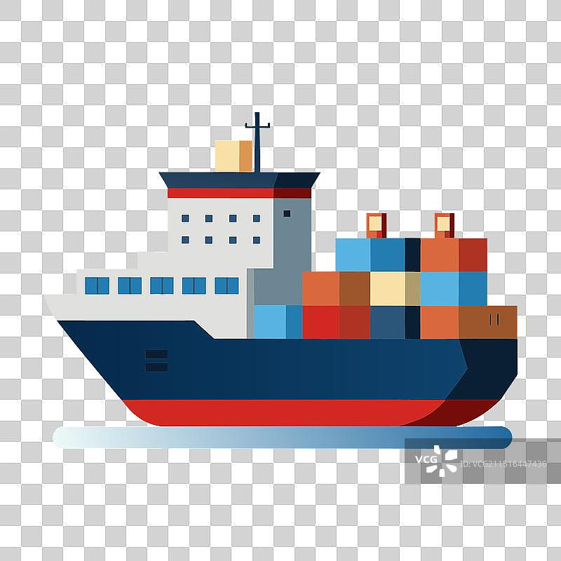 白色背景上的货轮扁平设计图片素材