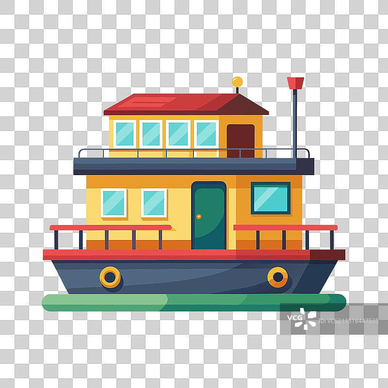 孤立的平房船图片素材