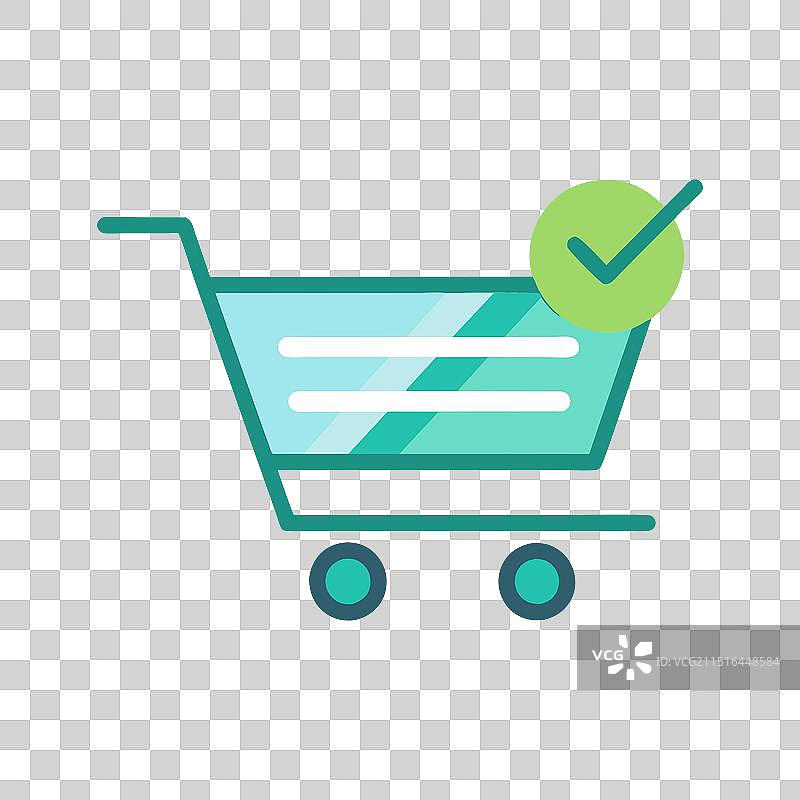 带复选框的购物车（扁平风格，已隔离）图片素材