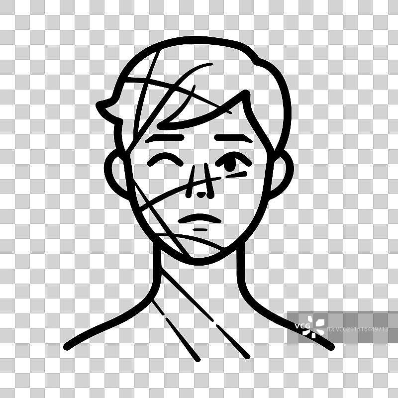 受伤图标或现代线条符号线条艺术图片素材