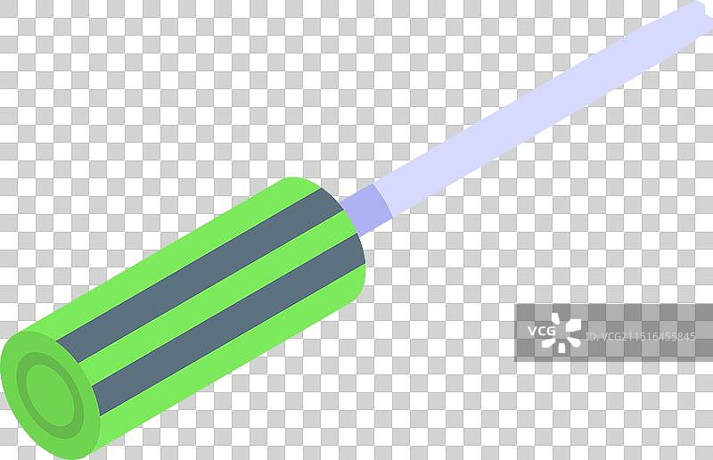 符合人体工程学的绿色螺丝刀斜放图片素材