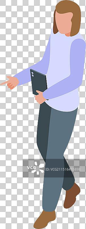 经理拿着平板电脑行走和指点图片素材