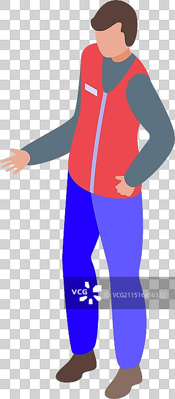 促销员穿红色马甲给出指示图片素材