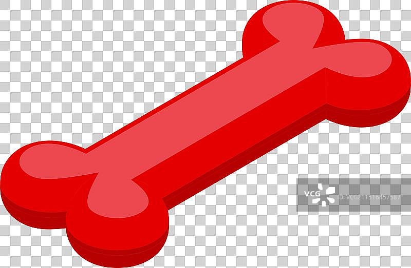 红色狗骨头，白色背景上的强烈阴影图片素材