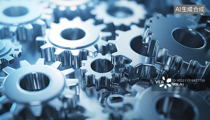 【AI数字艺术】齿轮组商业自动化工业场景背景图片素材
